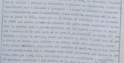 Reprodução de detalhe do Processo nº390, de 1952: ata de instrução e julgamento da reclamação, depoimento de testemunha. 1953. Acervo Centro de Memória da Justiça do Trabalho de Minas Gerais