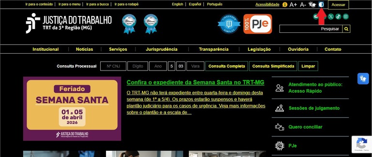 Demonstração do alto contraste ativado.