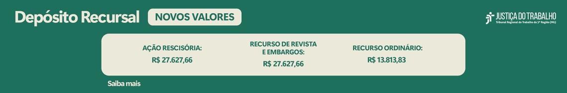 Novos valores de depósitos recursais