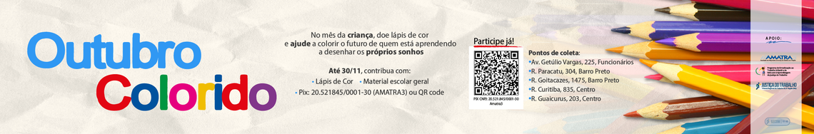 Outubro Colorido do TRT-MG recebe lápis de cor e material escolar