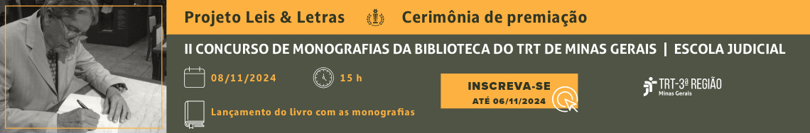 Lançamento do livro com as monografias. Inscreva-se até 06/11/2024.