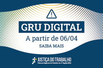 Arte em azul e branco com símbolo de alerta e o texto "GRU DIGITAL",  a partir de 06/04 - saiba mais