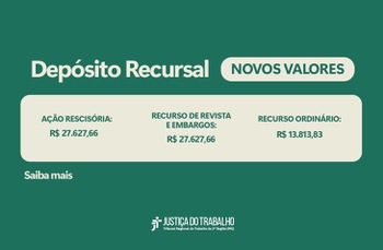 Arte com os valores dos limites dos depósitos recursais