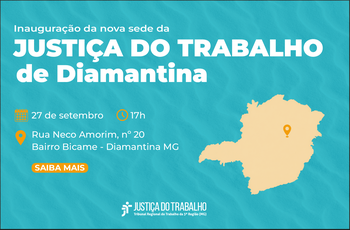 arte com mapa de Minas Gerais com pin marcando Diamantina em fundo azul