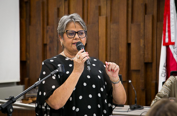 Desembargadora Kárin Emmerich, do Tribunal de Justiça de Minas, palestra durante abertura da Semana da Mulher no TRT-MG