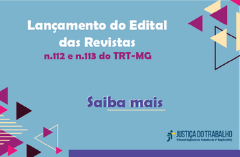 imagem de fundo azul com triângulos branco e lilás em algumas extremidades. Está escrito - Lançamento do edital das revistas.