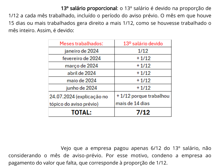 Forma de calcular o 13º proporcional