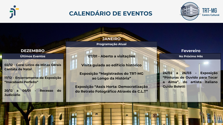  Calendario dos Eventos do Centro Cultural