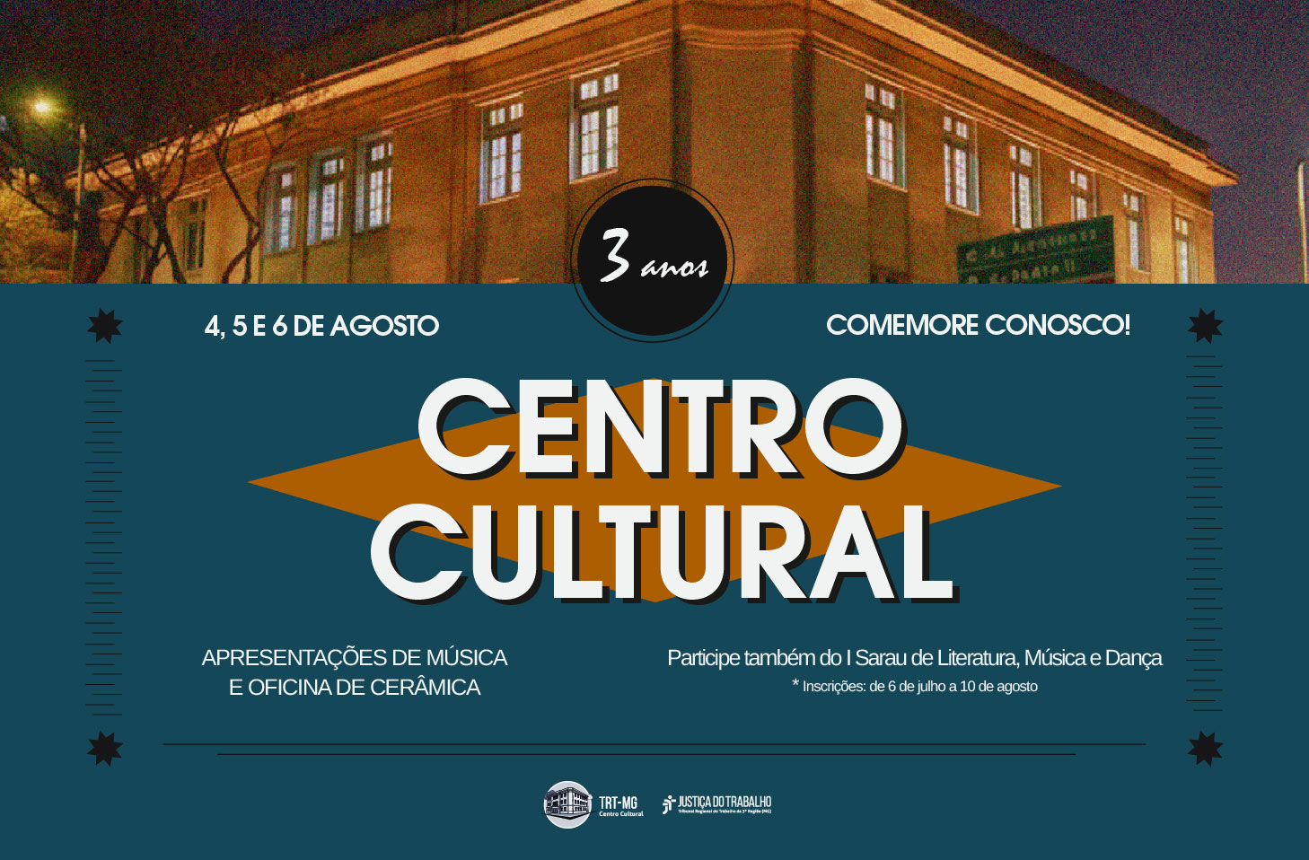 cecult 3 anos_mobile-destaque.jpg Arte de divulgação do aniversário de três anos do Centro Cultural.