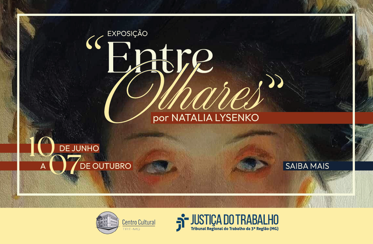 Convite para a exposição "Entre Olhares", da artista plástica Natalia Lysenko.