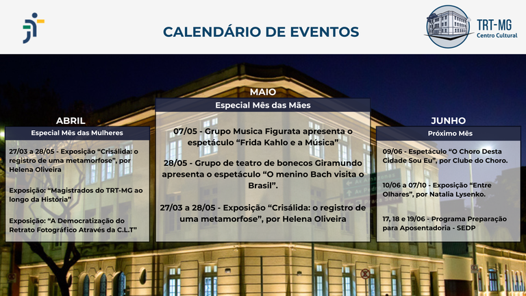  Calendario dos Eventos do Centro Cultural