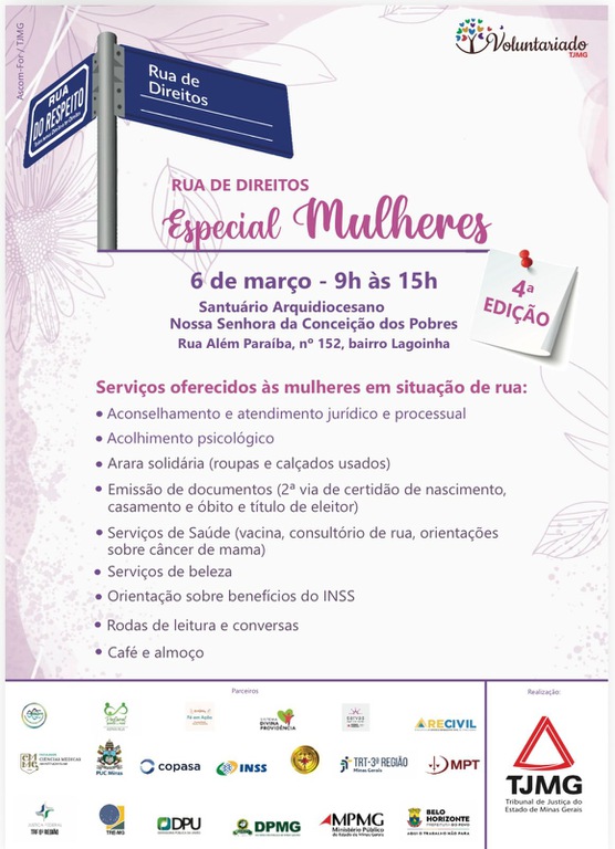 Cartaz do mutirão Rua de Direitos - Especial Mulheres