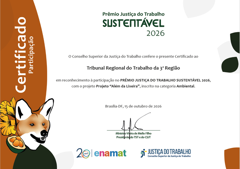 Premio justiça do trabalho sustentável 2026. Projeto além da Lixeira, categoria ambiental.