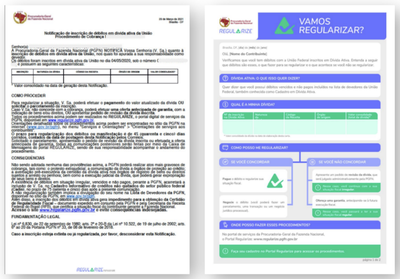 O mesmo documento sem Direito Visual, à esquerda, e com Direito Visual, à direita