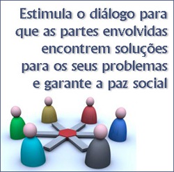 Estimula  o diálogo para que as partes envolvidas encontrem soluções para seus problemas e garante a paz social
