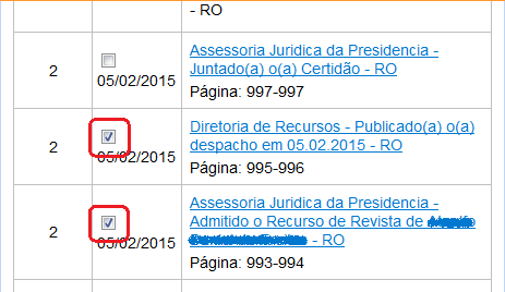 Marcar um ou mais documentos.