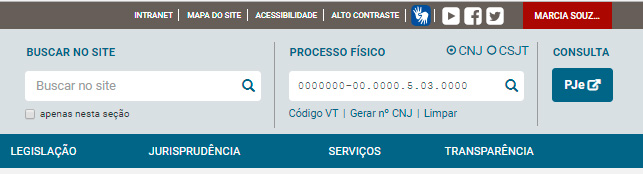 Digite o número do processo no campo da consulta no topo da página