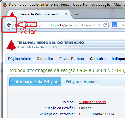 Para voltar aos resultados da pesquisa, clicar no botão de 'Voltar' do seu navegador.