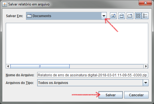 Será gerado um arquivo do tipo "zip", o qual deve ser salvo em seu computador.