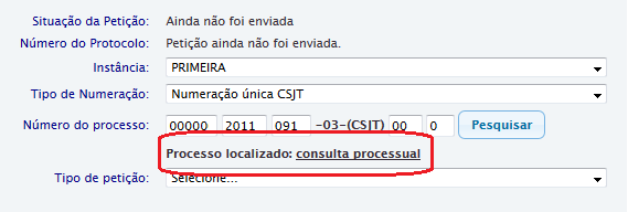  Observar se o processo foi encontrado, conforme imagem abaixo.