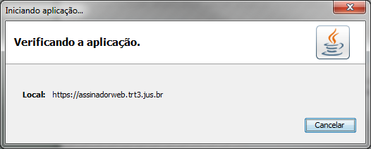 Será aberta a janela com título "Iniciando a aplicação....".