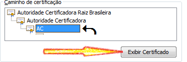 Primeiro selecione o certificado imediatamente acima do seu nome e execute os próximos passos.   