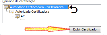 Depois selecione novamente o certificado imediatamente acima do anterior e execute os próximos passos.