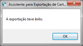 Será mostrada a mensagem "Exportação teve êxito".