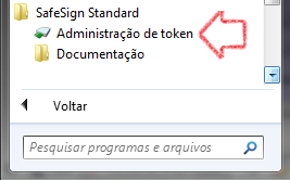 Clicar no item Administração de token.