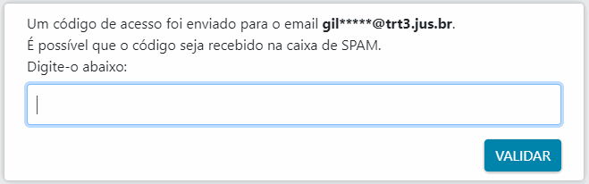 Figura 2 - Tela de validação do código de acesso.