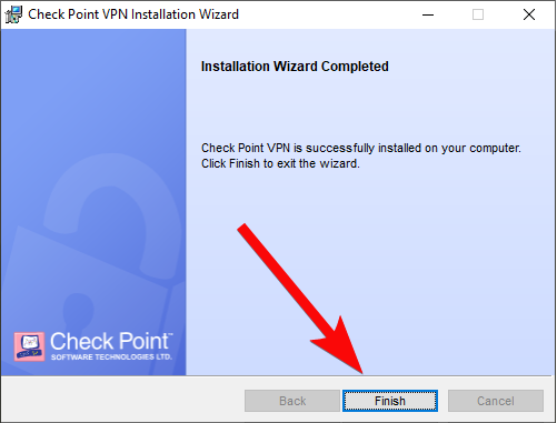 Sétima tela de instalação do Checkpoint com a opção de concluir o processo de instalação.