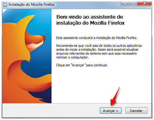Janela de instalação: clicar em Avançar
