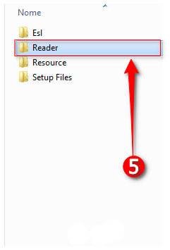 Janela do windows explorer - escolher a pasta Reader