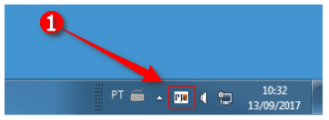 Ícone do PJeOffice  na barra de ferramenta do windows